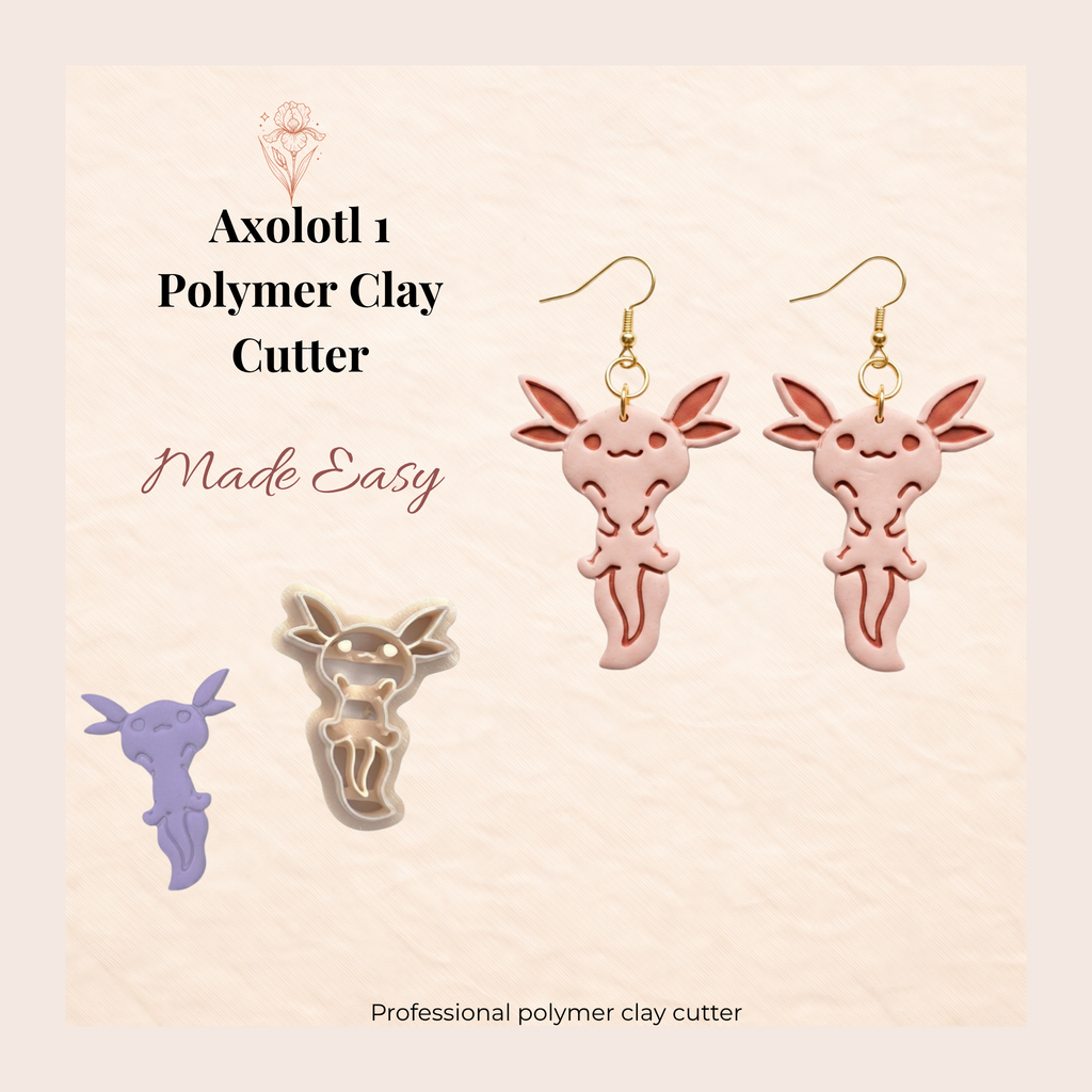 Axolotl 1 Polymer Clay Cutter | 25–45mm | Axolotl Shape Clay Cutter | Earring Jewellery Making Tool