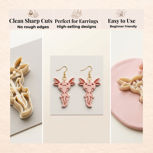 Axolotl 1 Polymer Clay Cutter | 25–45mm | Axolotl Shape Clay Cutter | Earring Jewellery Making Tool