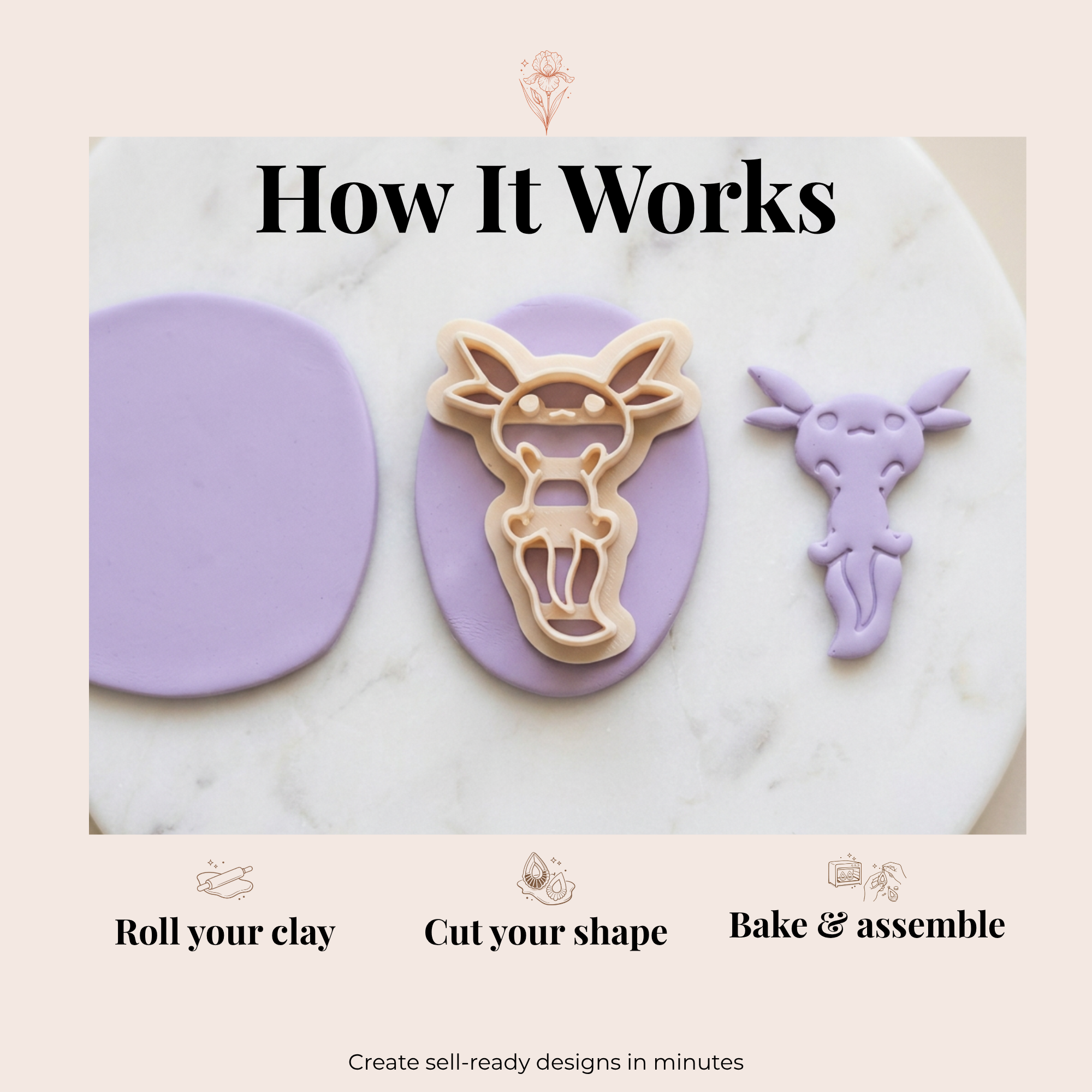 Axolotl 1 Polymer Clay Cutter | 25–45mm | Axolotl Shape Clay Cutter | Earring Jewellery Making Tool