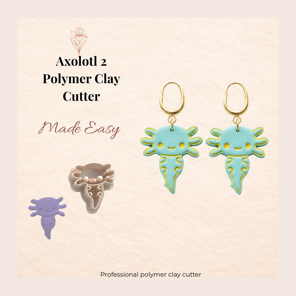 Axolotl 2 Polymer Clay Cutter | 20–40mm | Axolotl Shape Clay Cutter | Earring Jewellery Making Tool