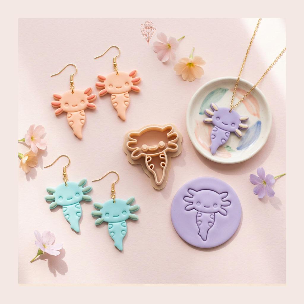 Axolotl 2 Polymer Clay Cutter | 20–40mm | Axolotl Shape Clay Cutter | Earring Jewellery Making Tool