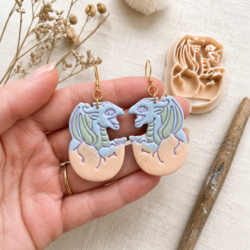 Baby Dragon in Egg Polymer Clay Cutter | Fantasy Earring Tool