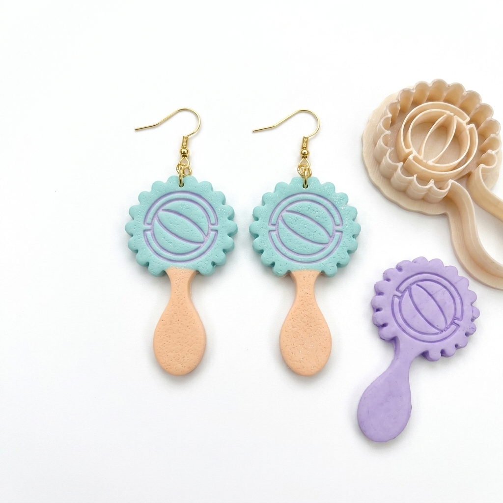Baby Rattle Polymer Clay Cutter | Cute Baby Earring Tool