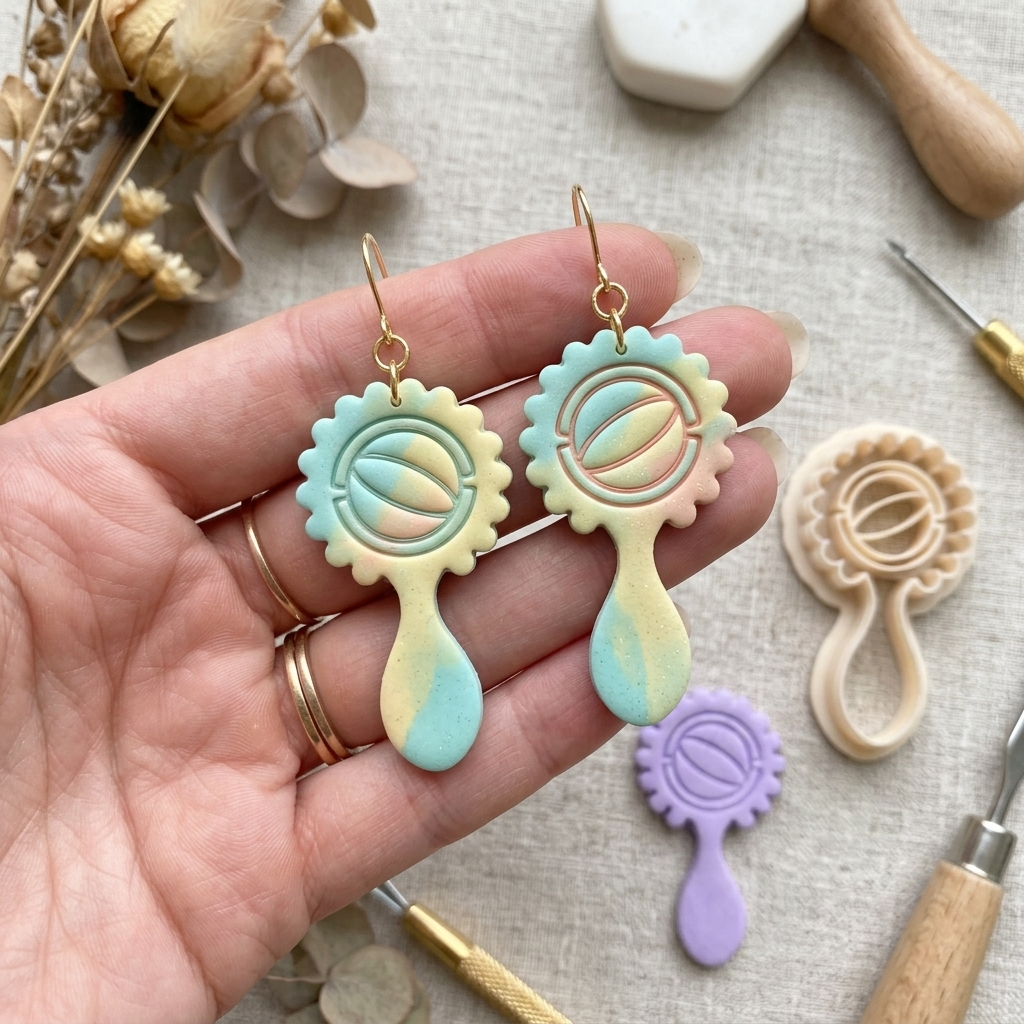 Baby Rattle Polymer Clay Cutter | Cute Baby Earring Tool