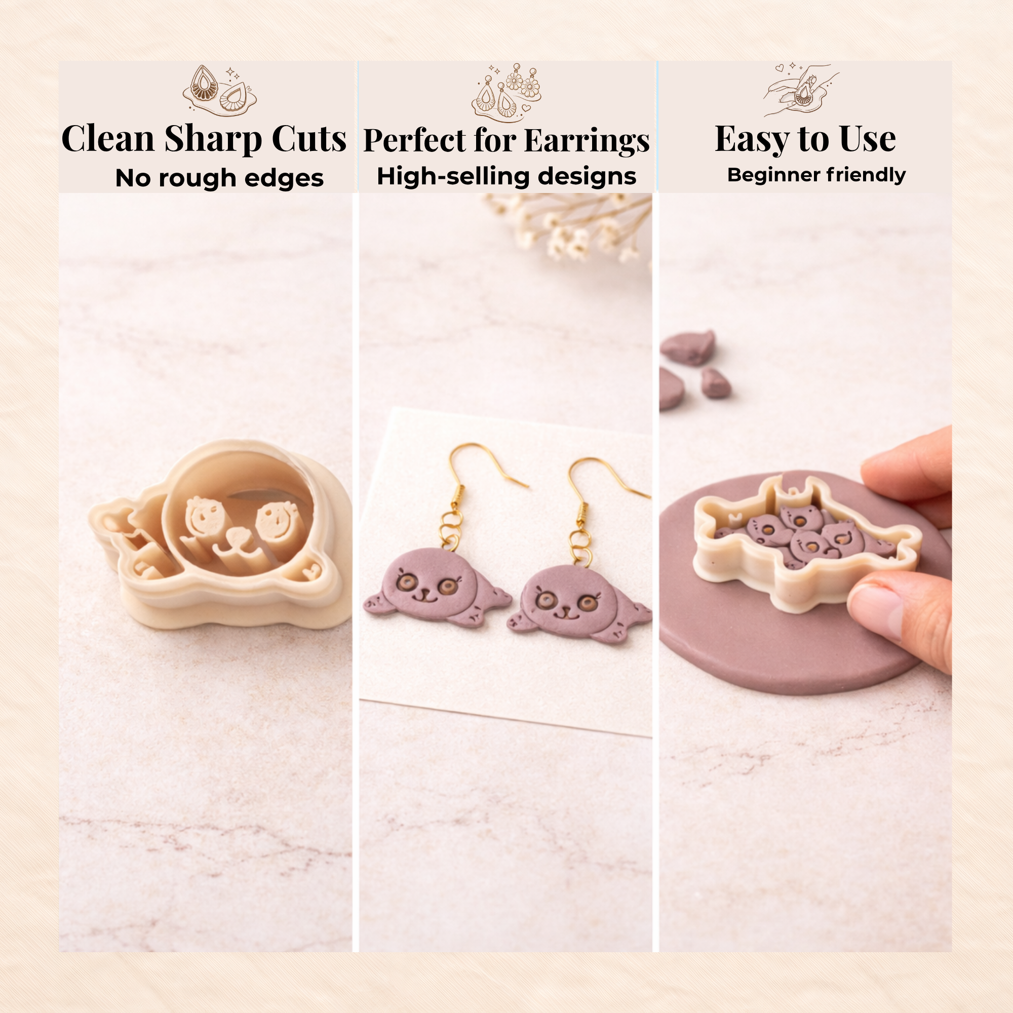 Baby Seal Polymer Clay Cutter 25-45mm | Animal Jewellery Making | IrisCrafts7