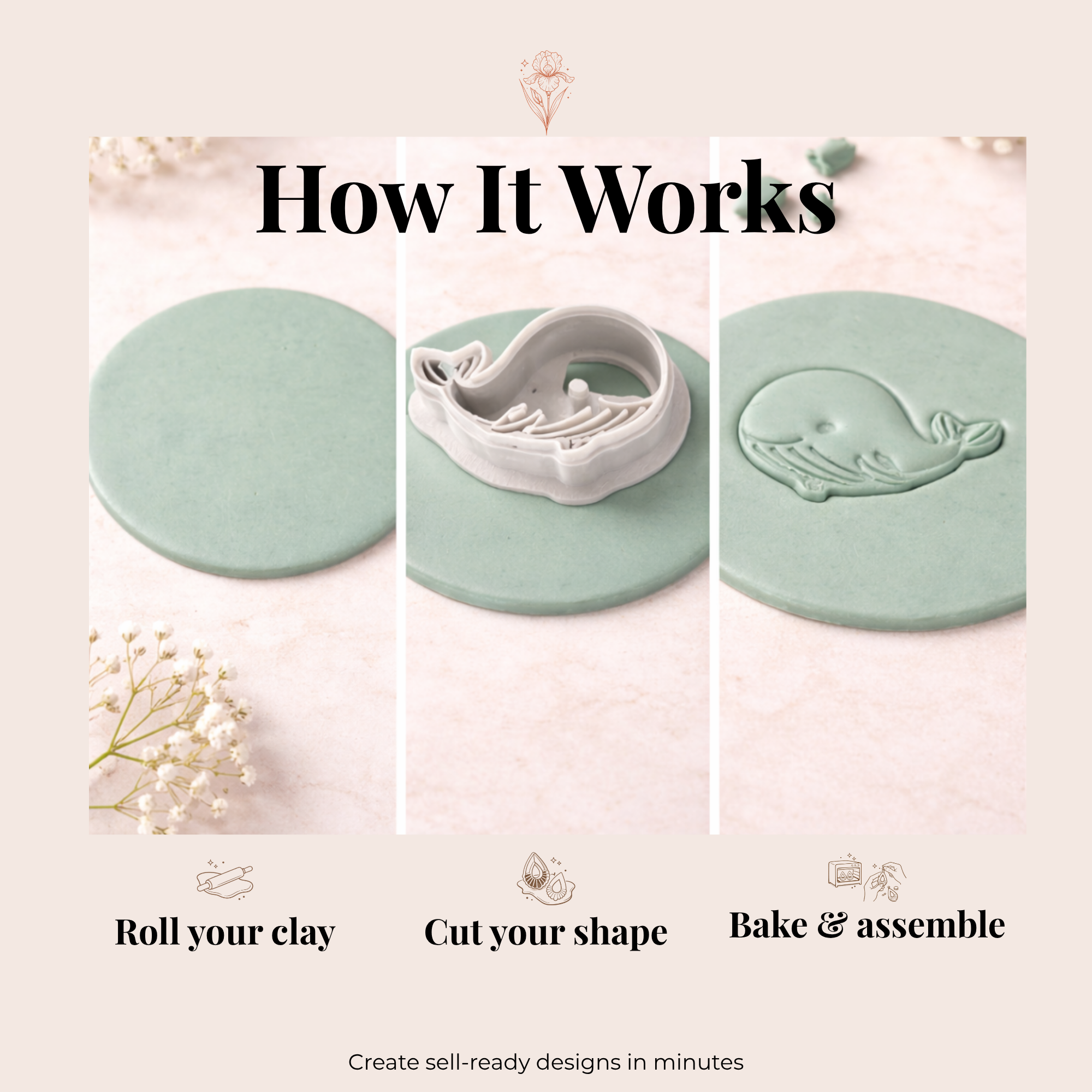 Baby Whale Polymer Clay Cutter 25-45mm | Ocean Jewellery Making | IrisCrafts7