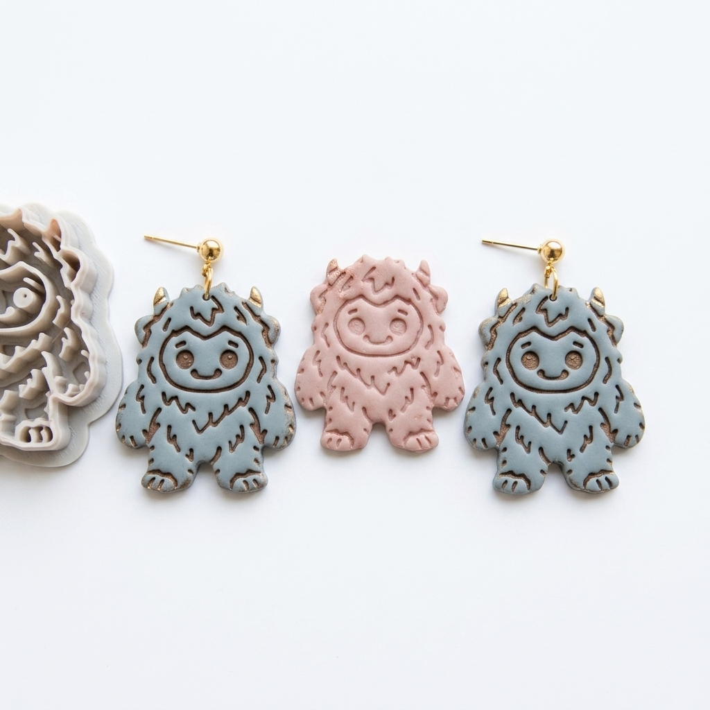 Baby Yeti Polymer Clay Cutter | Cute Cryptid Earring Tool