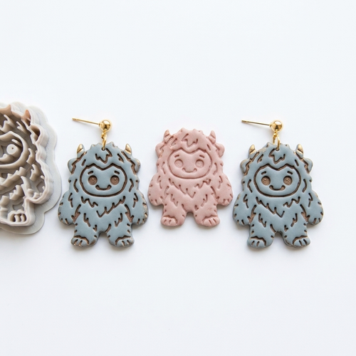 Baby Yeti Polymer Clay Cutter | Cute Cryptid Earring Tool