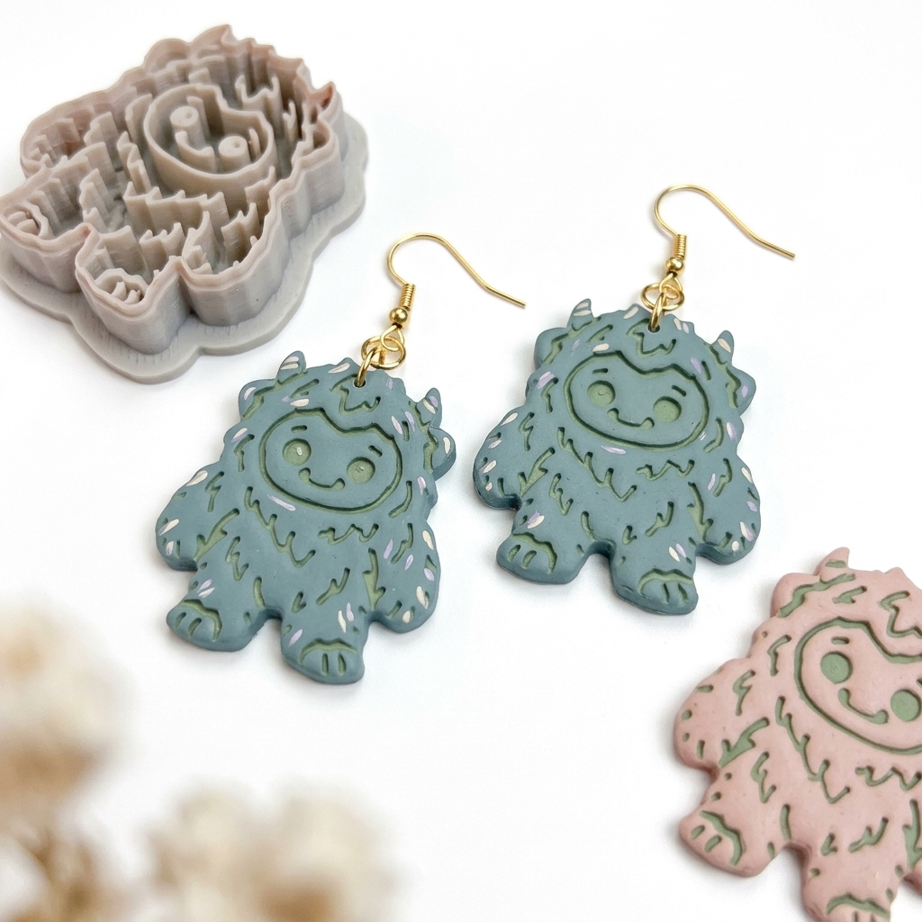 Baby Yeti Polymer Clay Cutter | Cute Cryptid Earring Tool