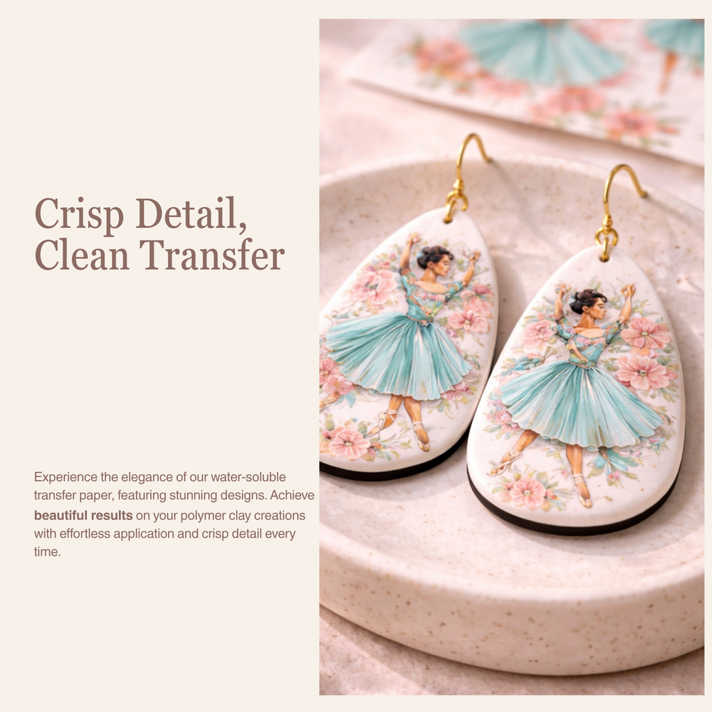 Ballerina 2 Water Soluble Transfer Paper Polymer Clay 100x150mm | IrisCrafts7