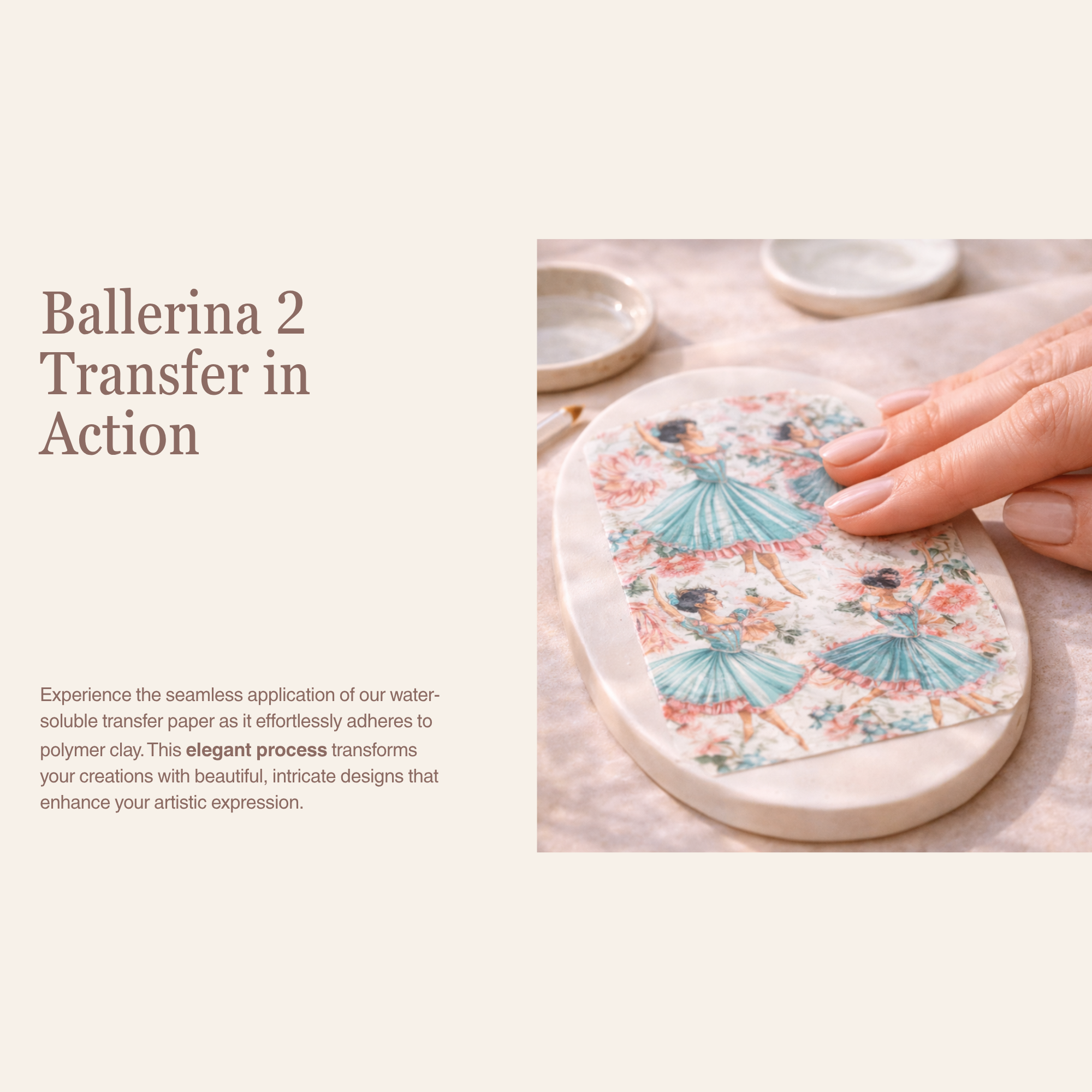 Ballerina 2 Water Soluble Transfer Paper Polymer Clay 100x150mm | IrisCrafts7