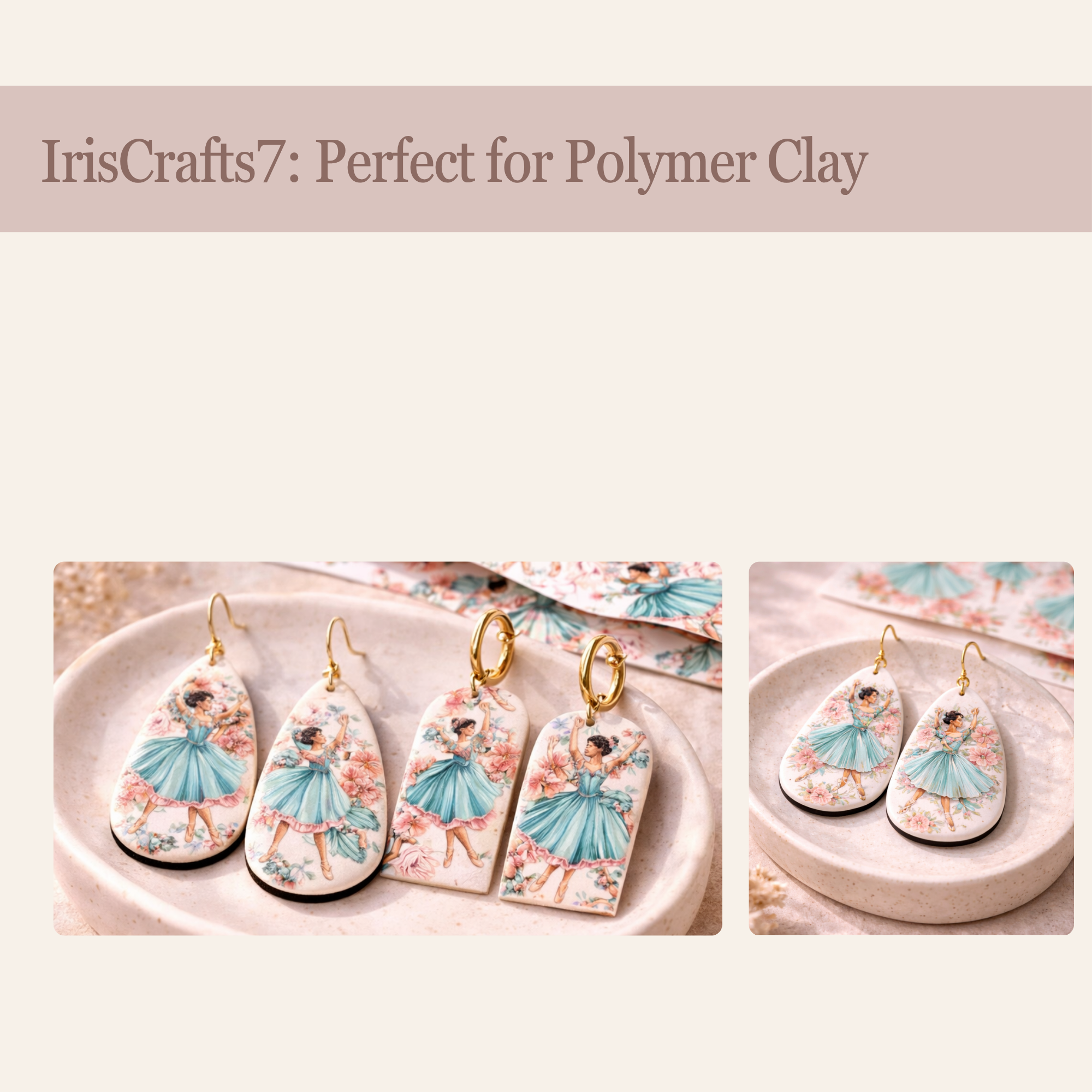 Ballerina 2 Water Soluble Transfer Paper Polymer Clay 100x150mm | IrisCrafts7
