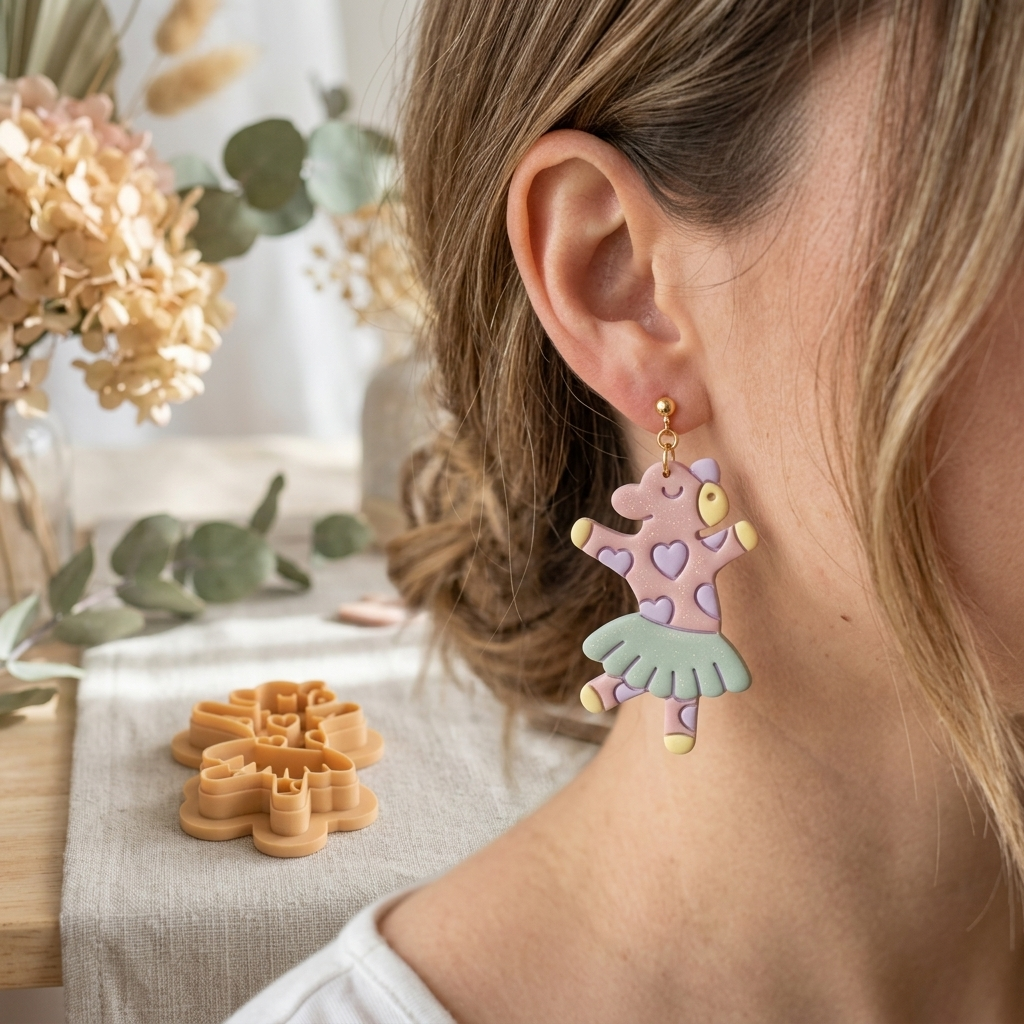 Ballerina Cow Polymer Clay Cutter | Cute Animal Earring Tool