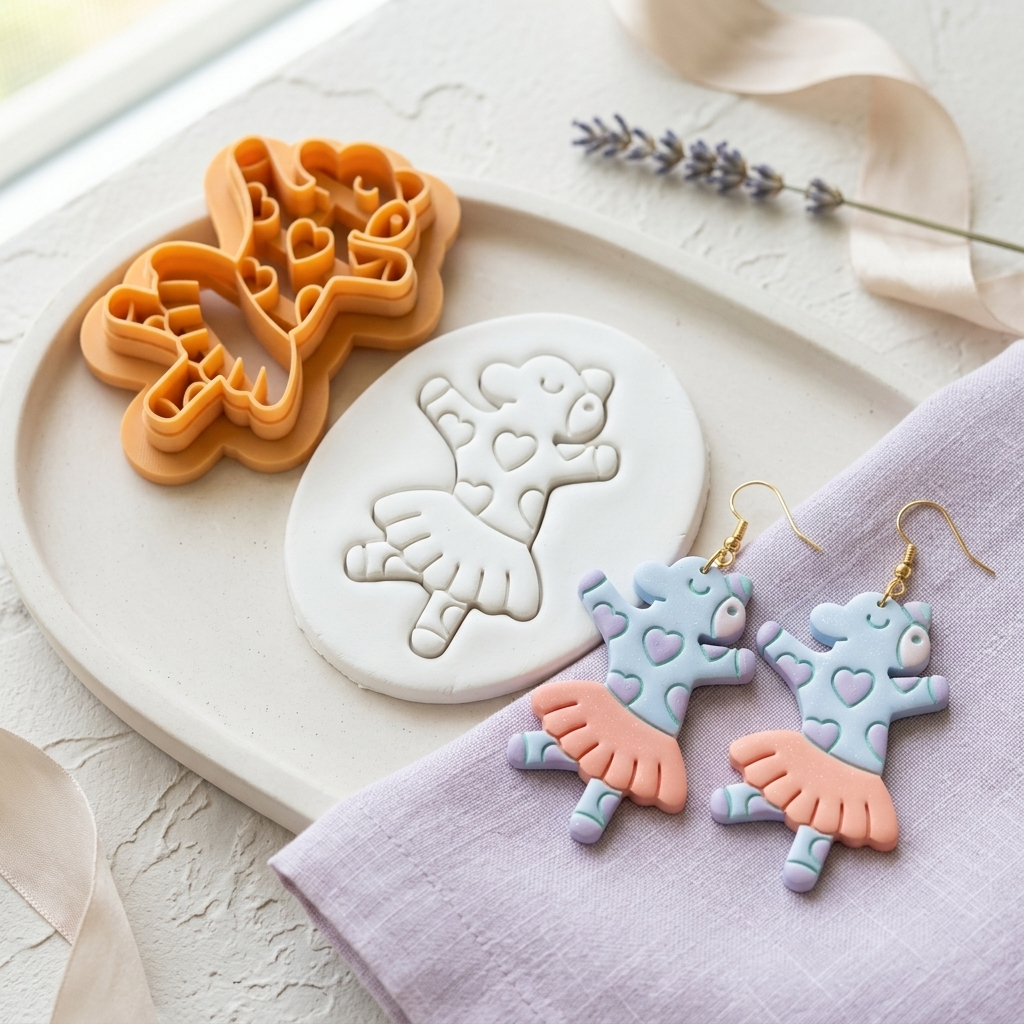 Ballerina Cow Polymer Clay Cutter | Cute Animal Earring Tool