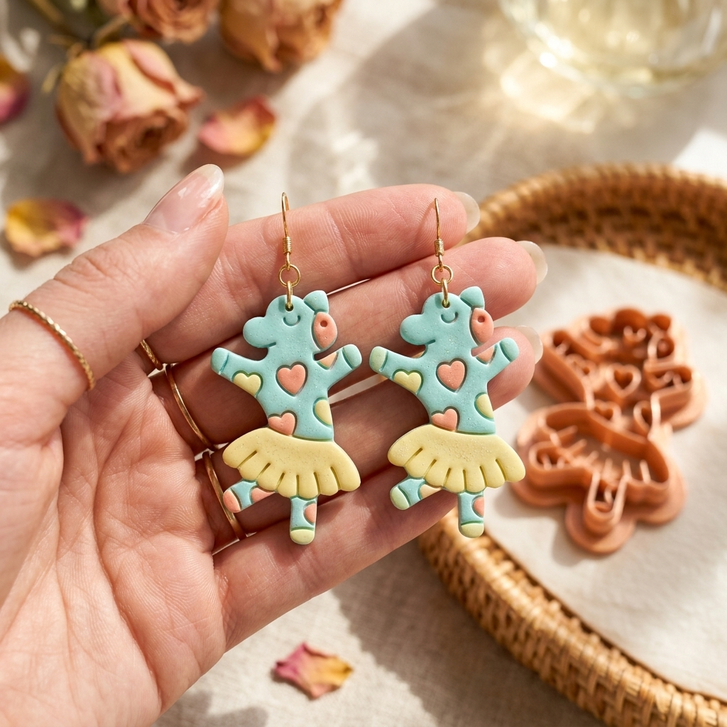 Ballerina Cow Polymer Clay Cutter | Cute Animal Earring Tool