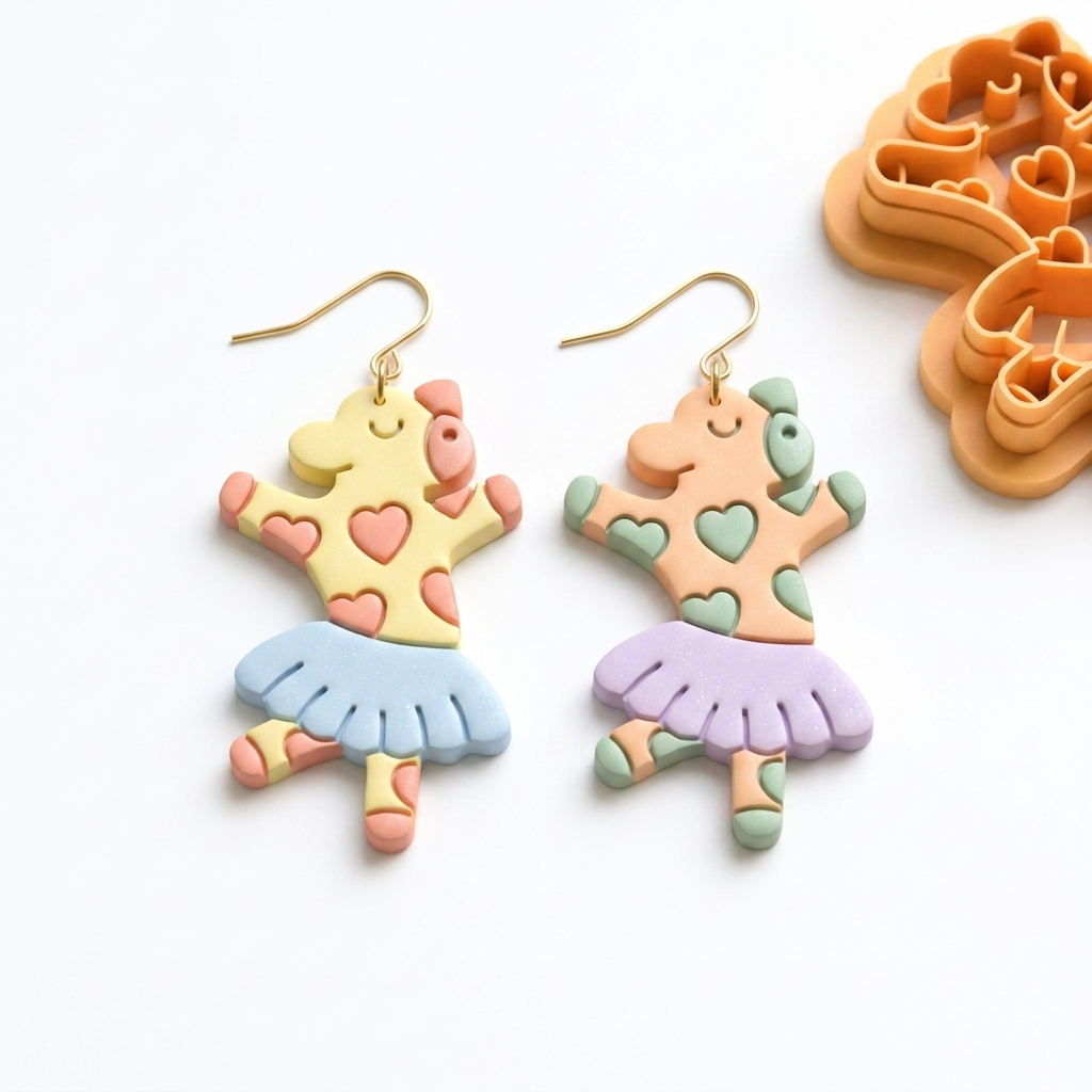 Ballerina Cow Polymer Clay Cutter | Cute Animal Earring Tool
