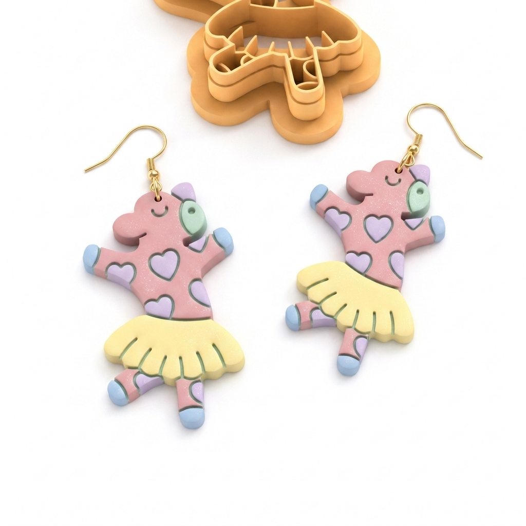 Ballerina Cow Polymer Clay Cutter | Cute Animal Earring Tool