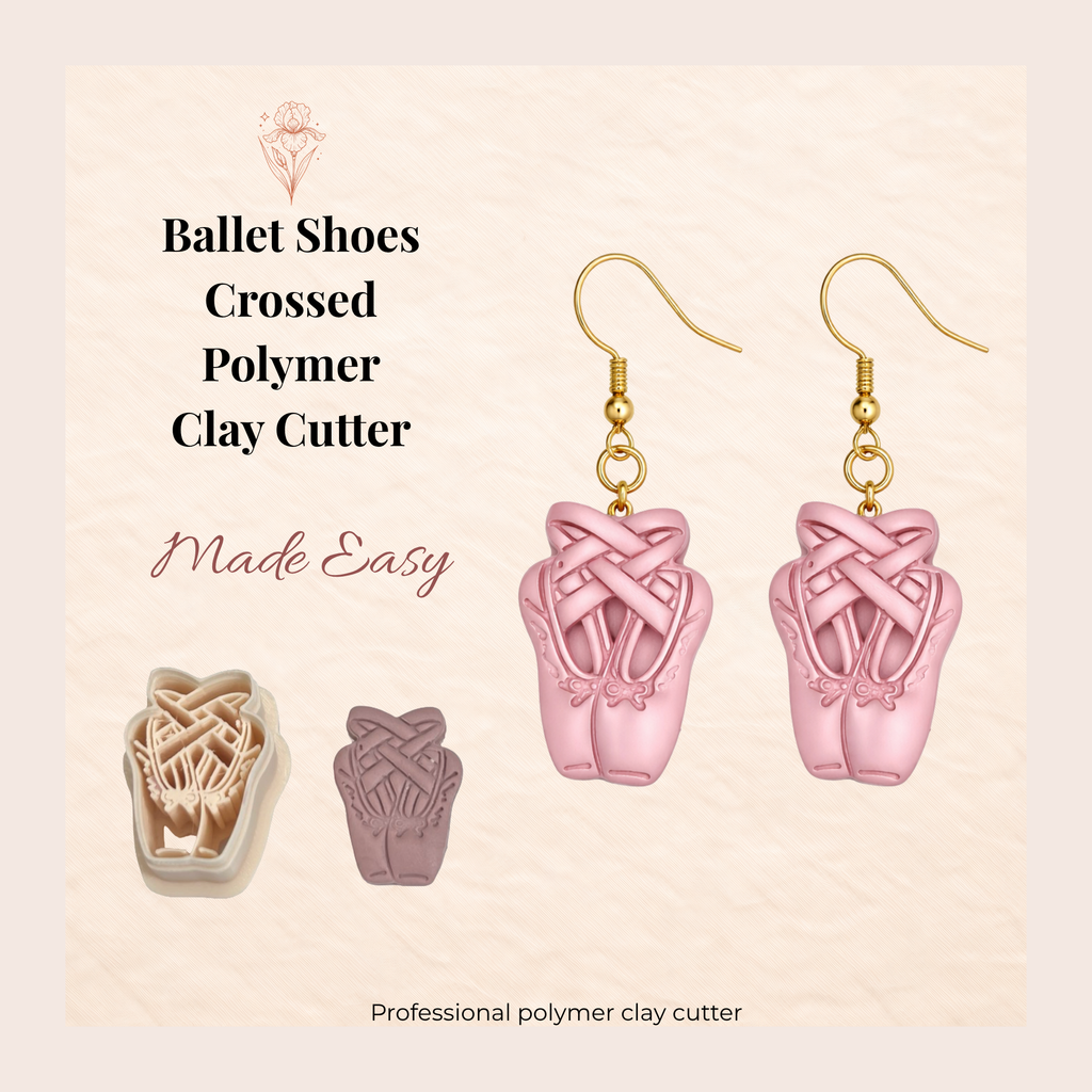 Ballet Shoes Crossed Polymer Clay Cutter 25-45mm | Cute Jewellery | IrisCrafts7