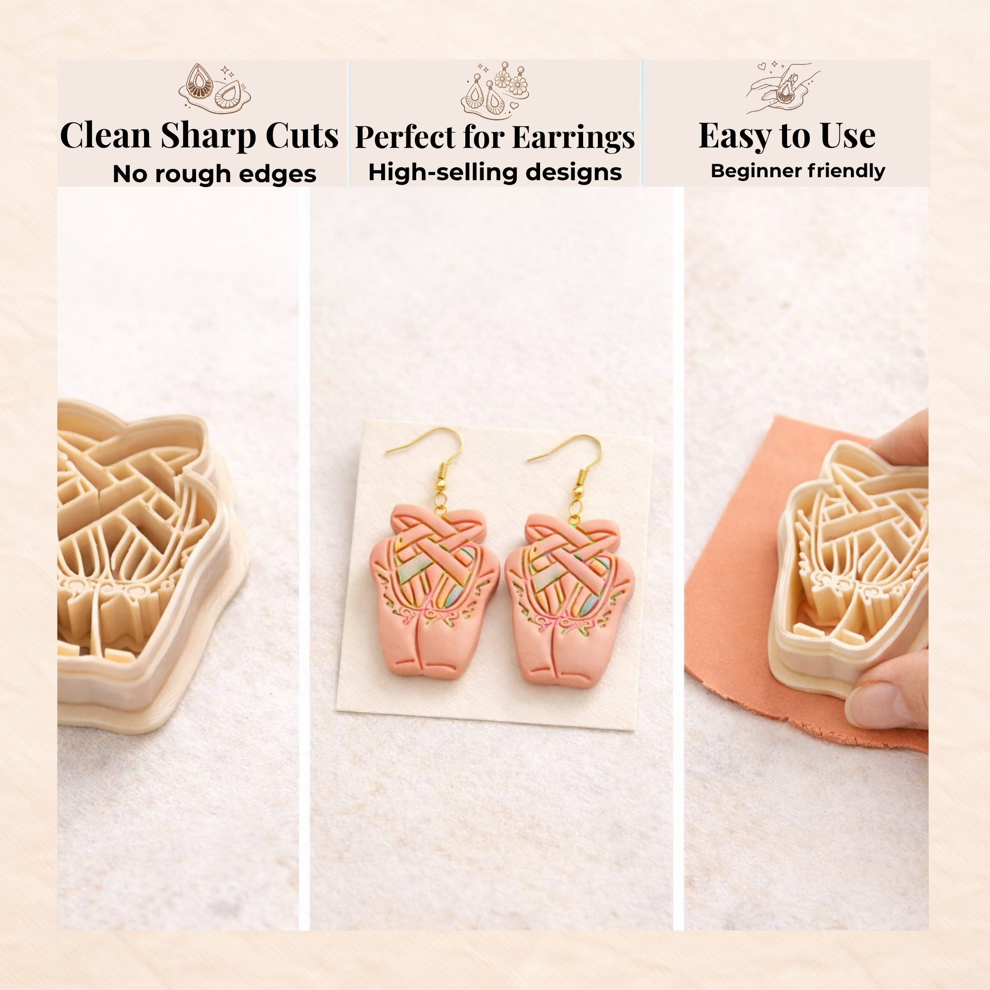 Ballet Shoes Crossed Polymer Clay Cutter 25-45mm | Cute Jewellery | IrisCrafts7