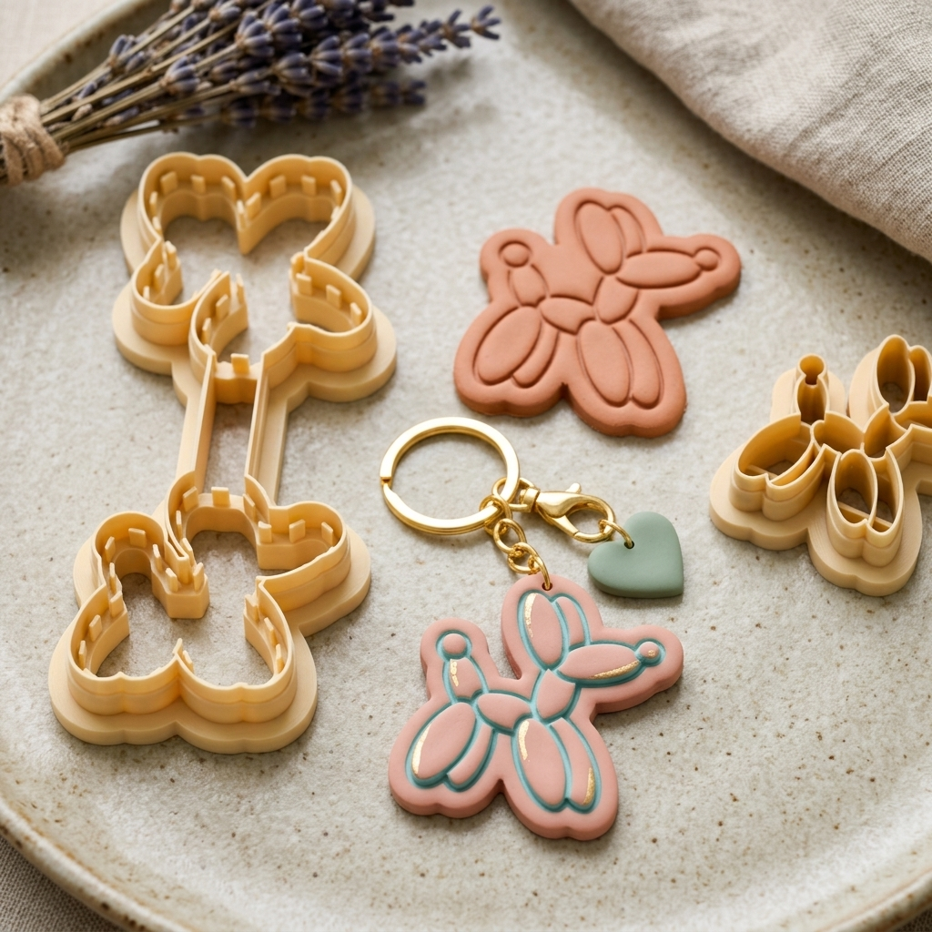 Balloon Dog Keychain Polymer Clay Cutter | Cute Craft Tool
