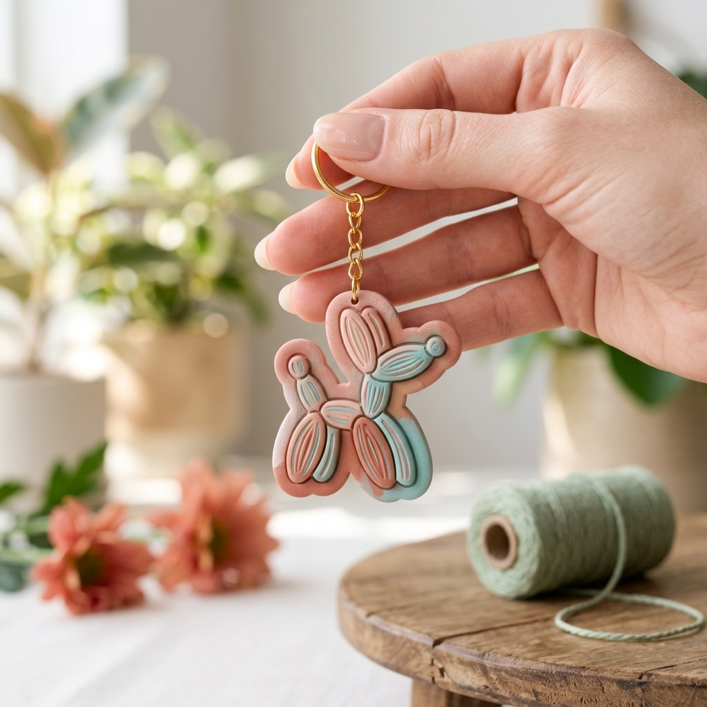 Balloon Dog Keychain Polymer Clay Cutter | Cute Craft Tool