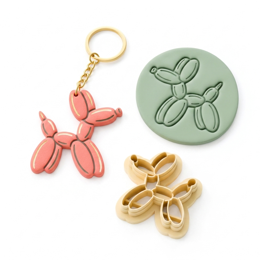 Balloon Dog Keychain Polymer Clay Cutter | Cute Craft Tool