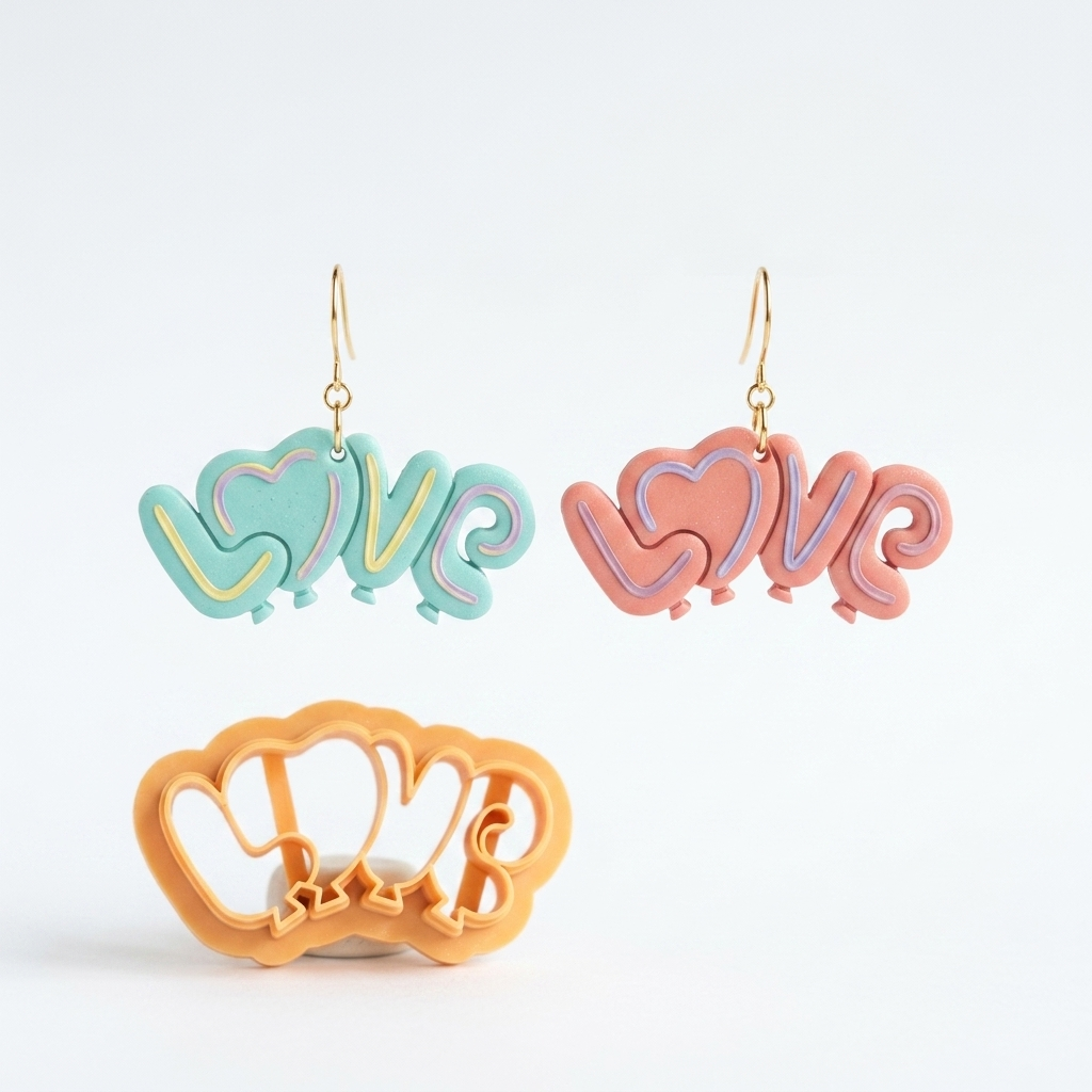 Balloons Love Polymer Clay Cutter | Romantic Earring Tool