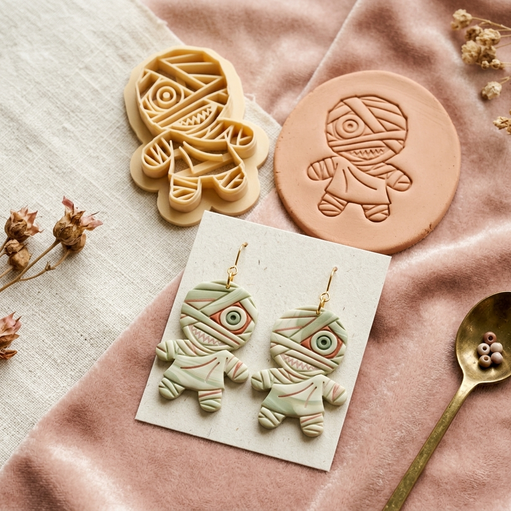 Bandaged Patient Polymer Clay Cutter | Funny Halloween Earring Tool