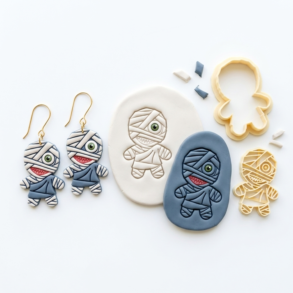 Bandaged Patient Polymer Clay Cutter | Funny Halloween Earring Tool