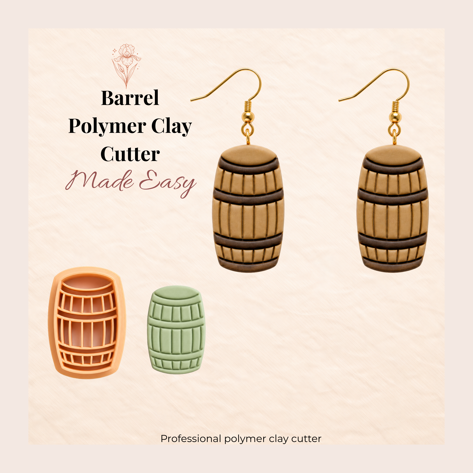 Barrel Polymer Clay Cutter | 20–35mm | Barrel Shape Clay Cutter | Earring Jewellery Making Tool