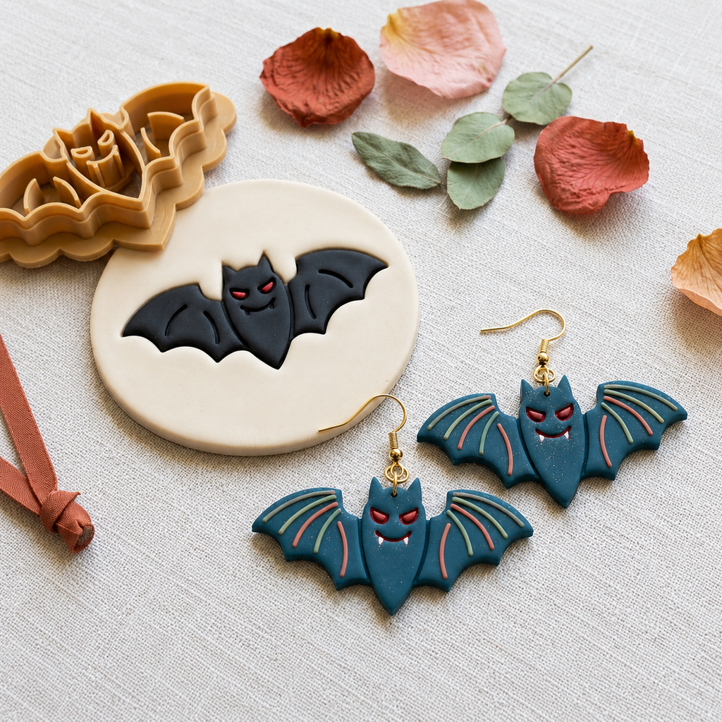 Bat 3 Polymer Clay Cutter | 25–50mm Halloween Earring Cutter | IrisCrafts7