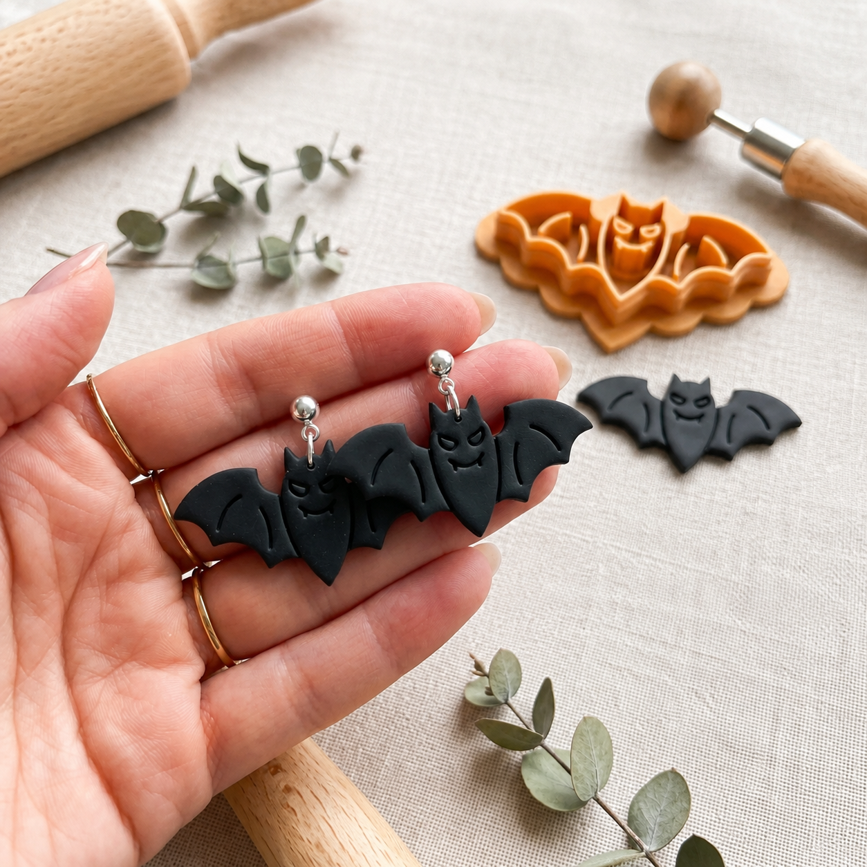 Bat 3 Polymer Clay Cutter | 25–50mm Halloween Earring Cutter | IrisCrafts7