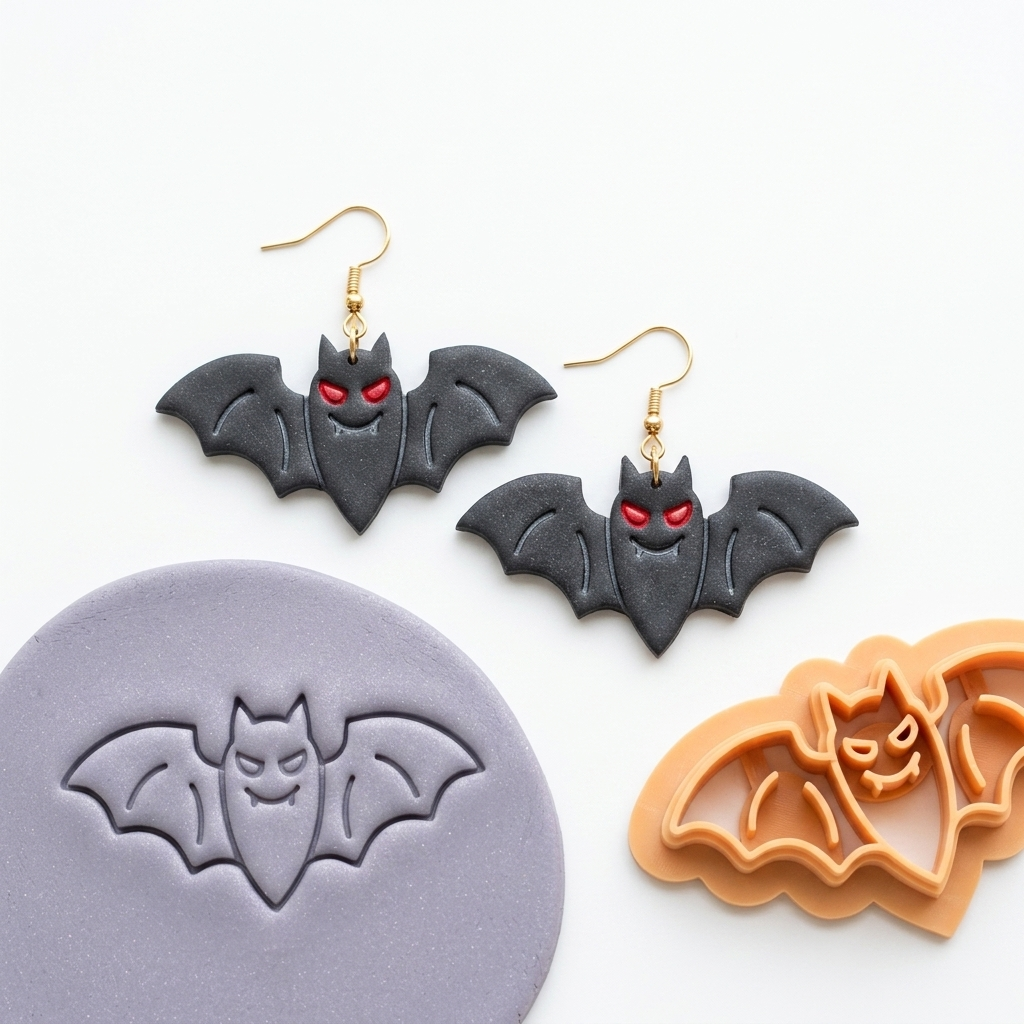 Bat 3 Polymer Clay Cutter | 25–50mm Halloween Earring Cutter | IrisCrafts7