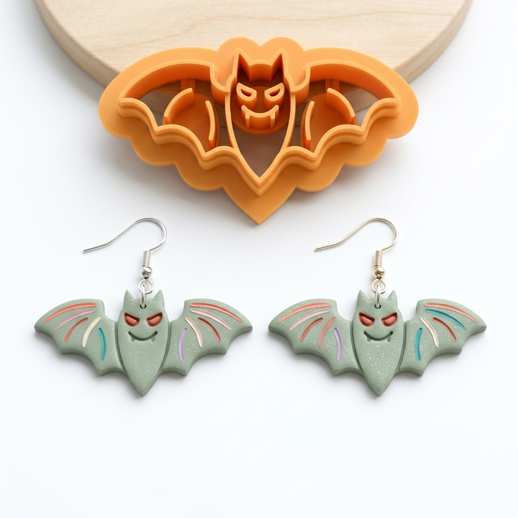 Bat 3 Polymer Clay Cutter | 25–50mm Halloween Earring Cutter | IrisCrafts7