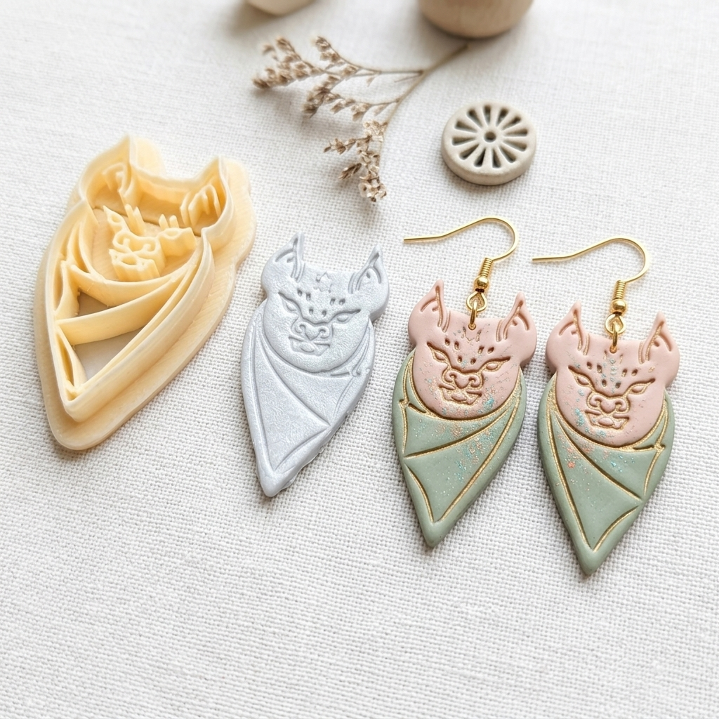 Bat 8 Polymer Clay Cutter | 30–50mm Halloween Earring Cutter | IrisCrafts7