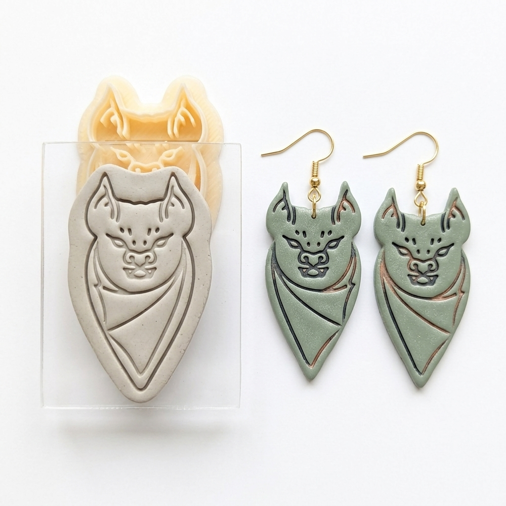 Bat 8 Polymer Clay Cutter | 30–50mm Halloween Earring Cutter | IrisCrafts7