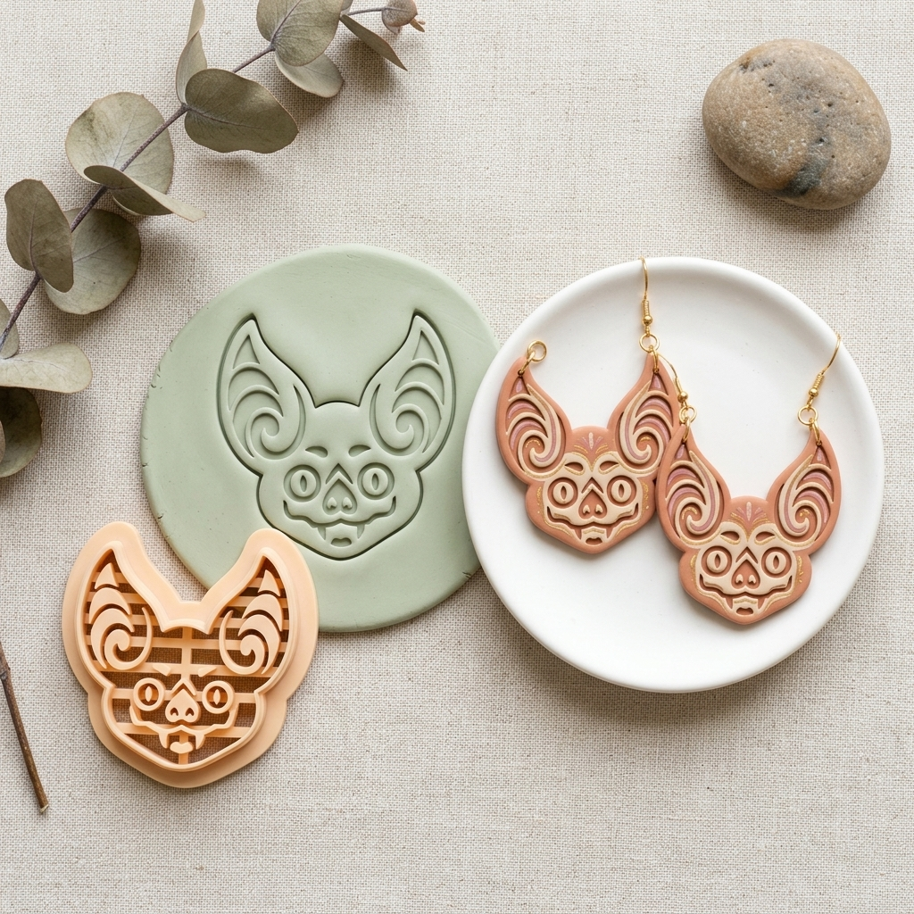 Bat Face 1 Polymer Clay Cutter | Halloween Earring Tool