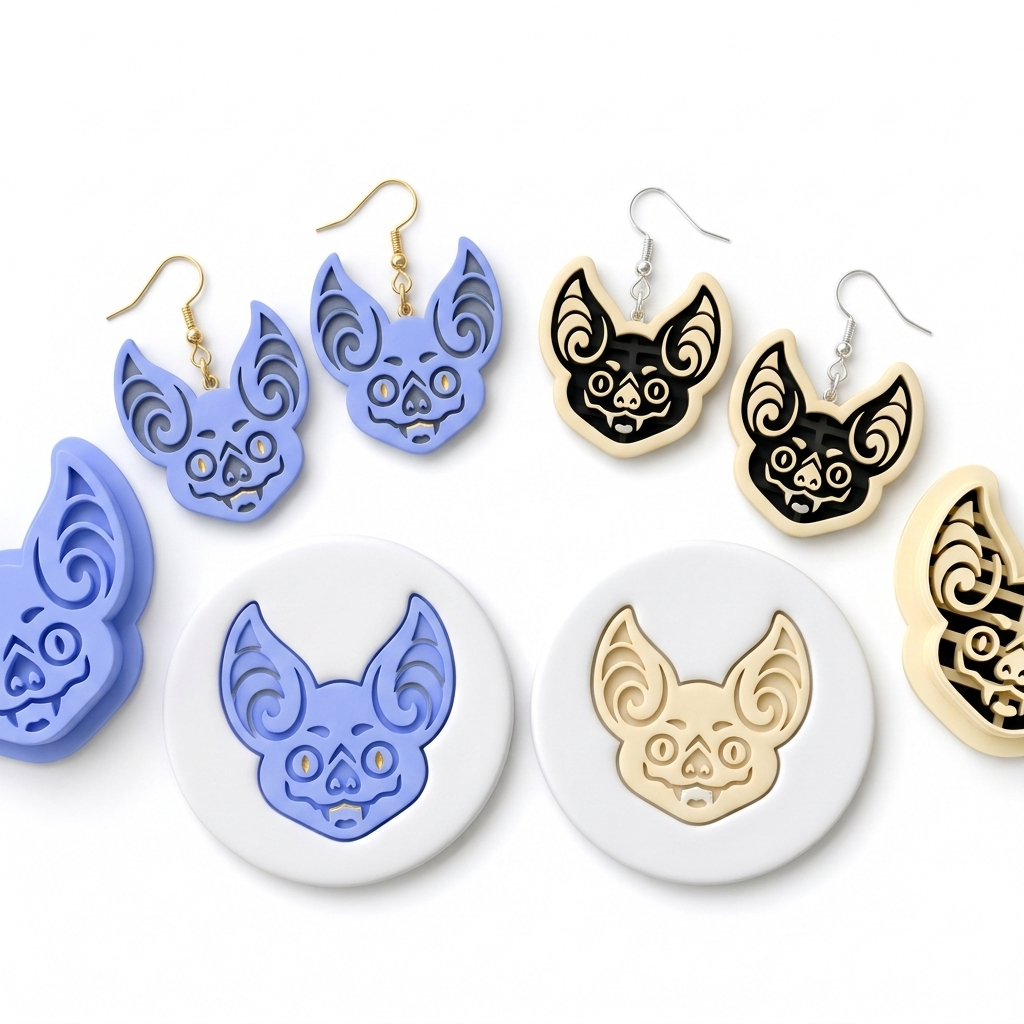 Bat Face 1 Polymer Clay Cutter | Halloween Earring Tool
