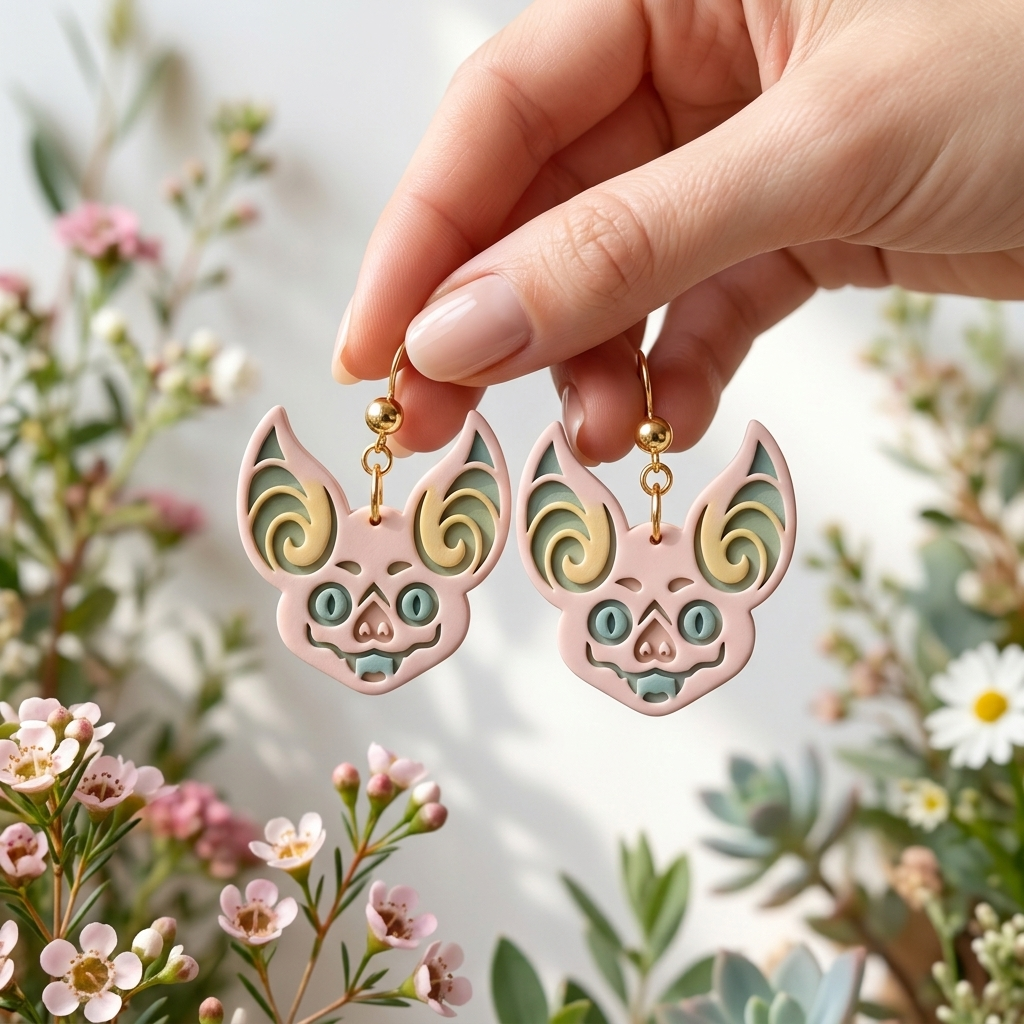 Bat Face 1 Polymer Clay Cutter | Halloween Earring Tool