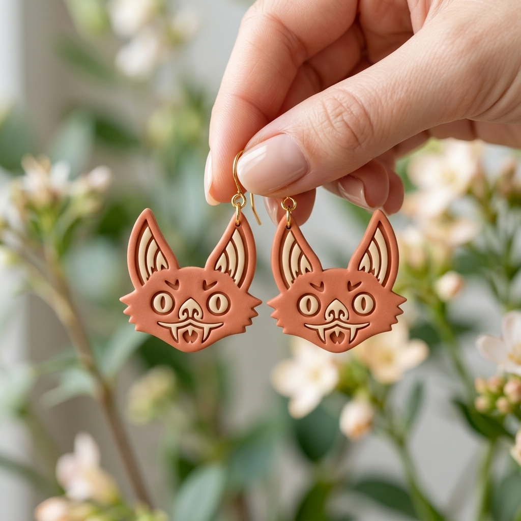 Bat Face 2 Polymer Clay Cutter | Halloween Earring Tool