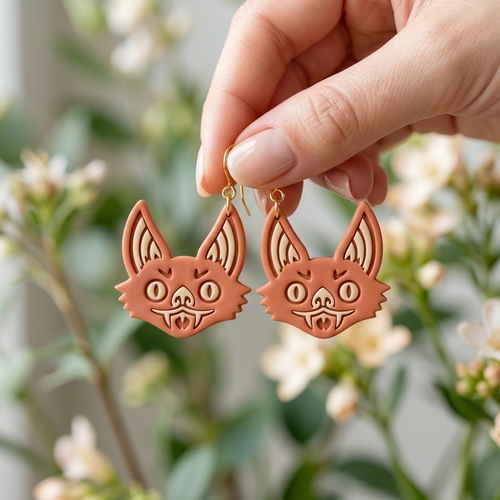 Bat Face 2 Polymer Clay Cutter | Halloween Earring Tool