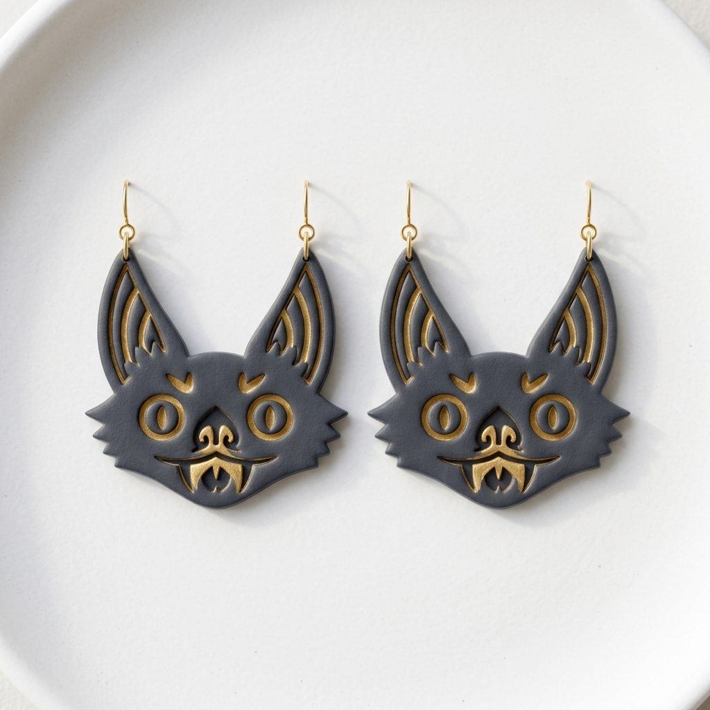 Bat Face 2 Polymer Clay Cutter | Halloween Earring Tool