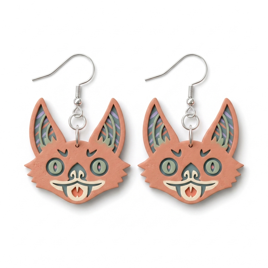 Bat Face 2 Polymer Clay Cutter | Halloween Earring Tool