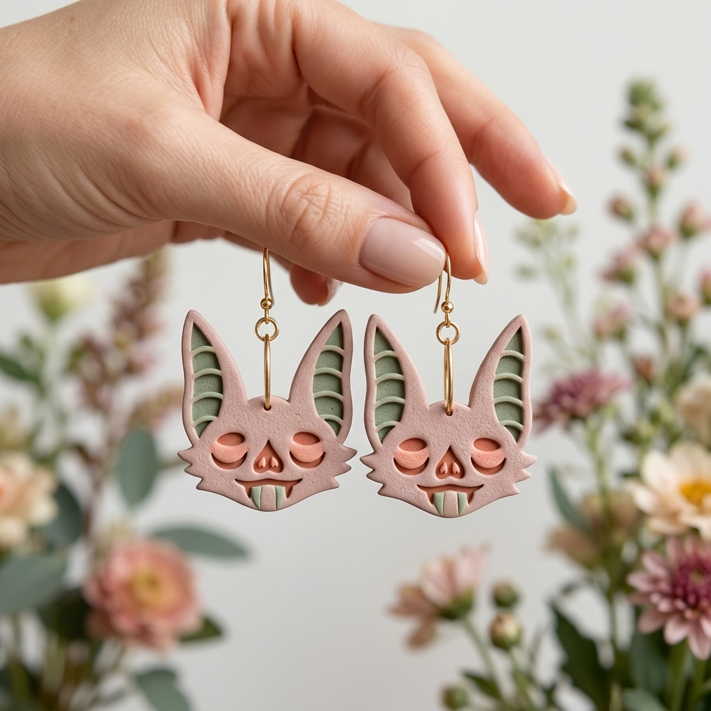 Bat Face 3 Polymer Clay Cutter | Halloween Earring Tool