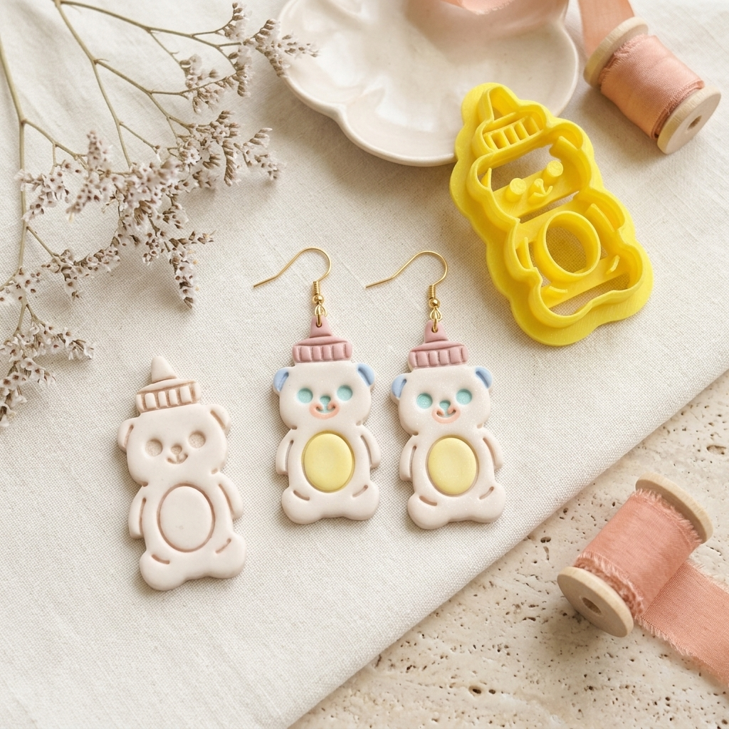 Bear Honey Bottle Polymer Clay Cutter | Cute Novelty Earring Tool