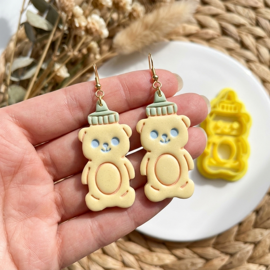 Bear Honey Bottle Polymer Clay Cutter | Cute Novelty Earring Tool