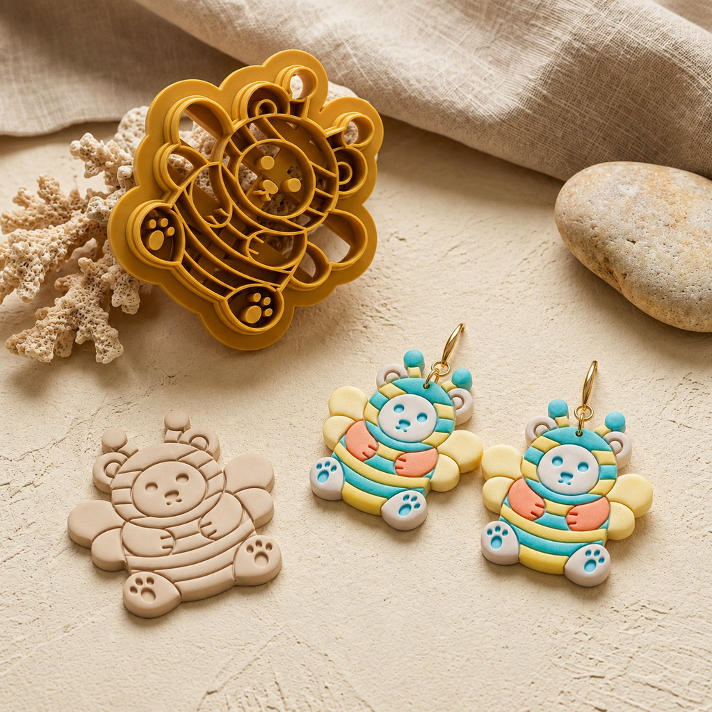 Bee Bear Polymer Clay Cutter | Cute Novelty Earring Tool