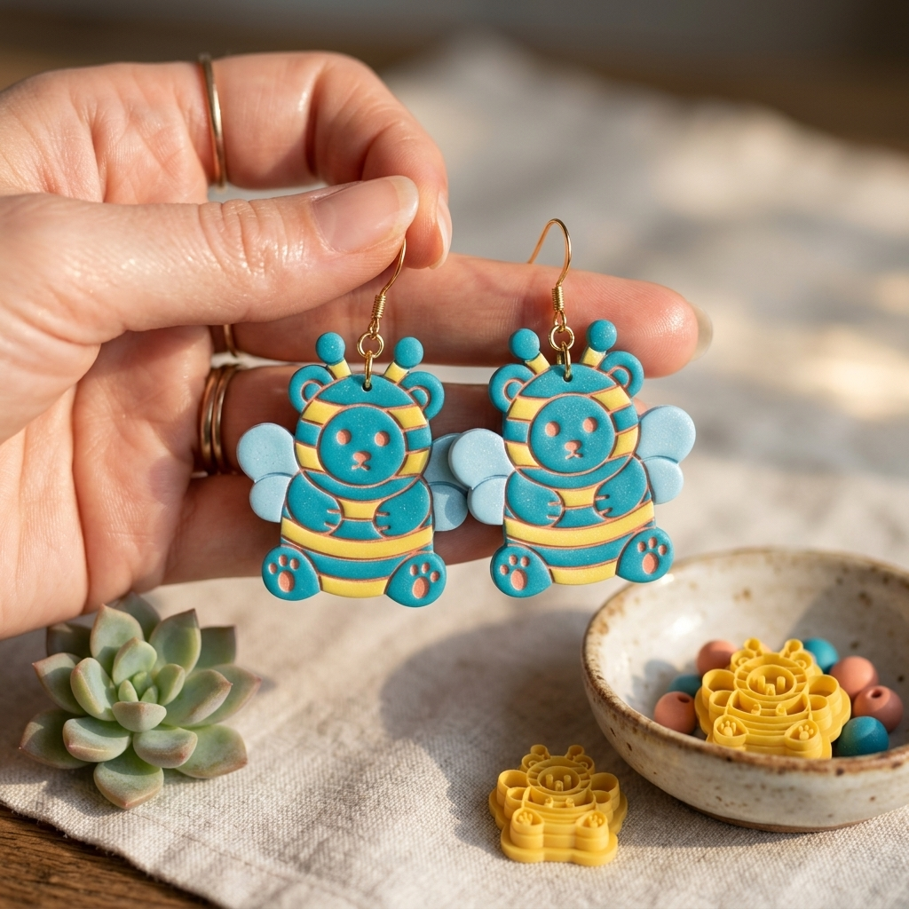 Bee Bear Polymer Clay Cutter | Cute Novelty Earring Tool