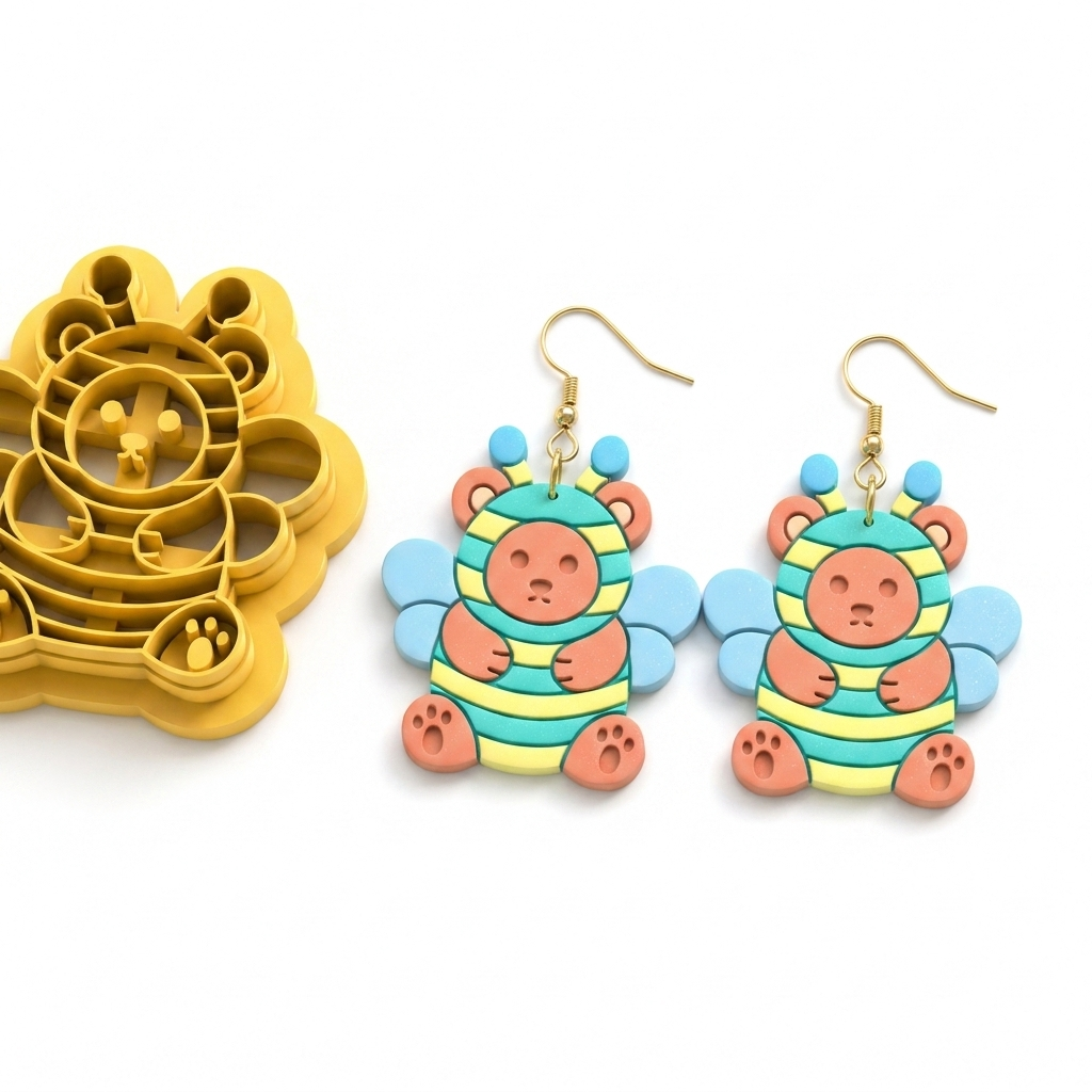 Bee Bear Polymer Clay Cutter | Cute Novelty Earring Tool