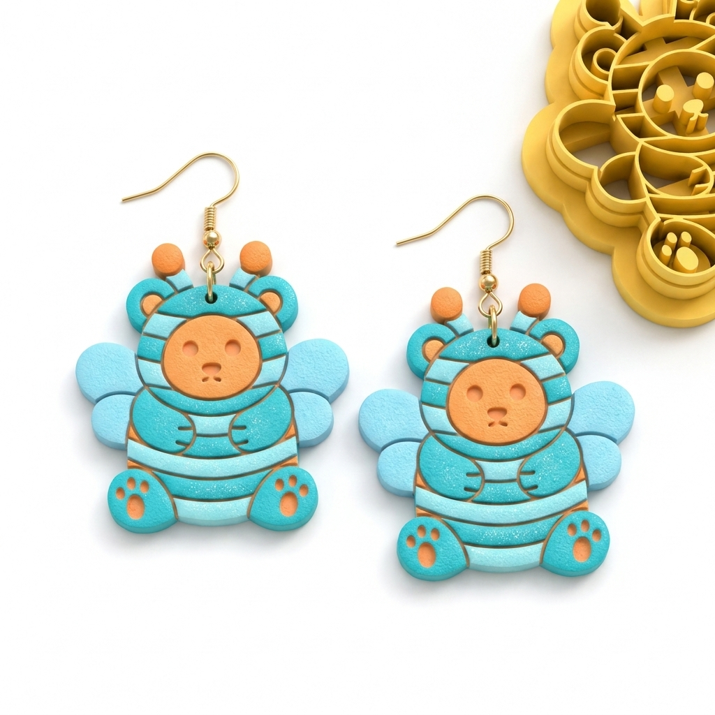 Bee Bear Polymer Clay Cutter | Cute Novelty Earring Tool